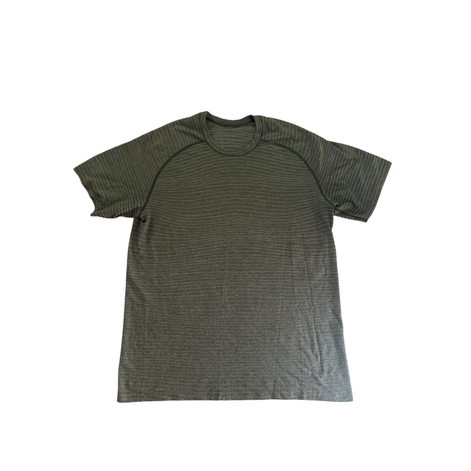 Men Xl Lululemon Crewneck Short Sleeve Striped Gray Tee T-Shirt Top Gym Running